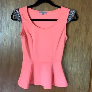 Neon pink peplum shirt